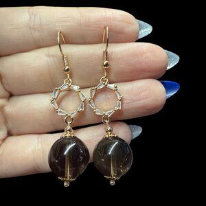 Earrings Smokey Quartz CZ women’s event gemstone fashion accessories gift new